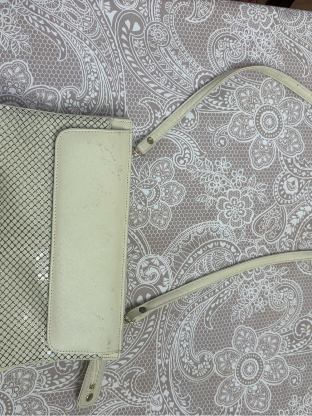 Whiting & Davis Cream Shoulder Bag with Mesh Front